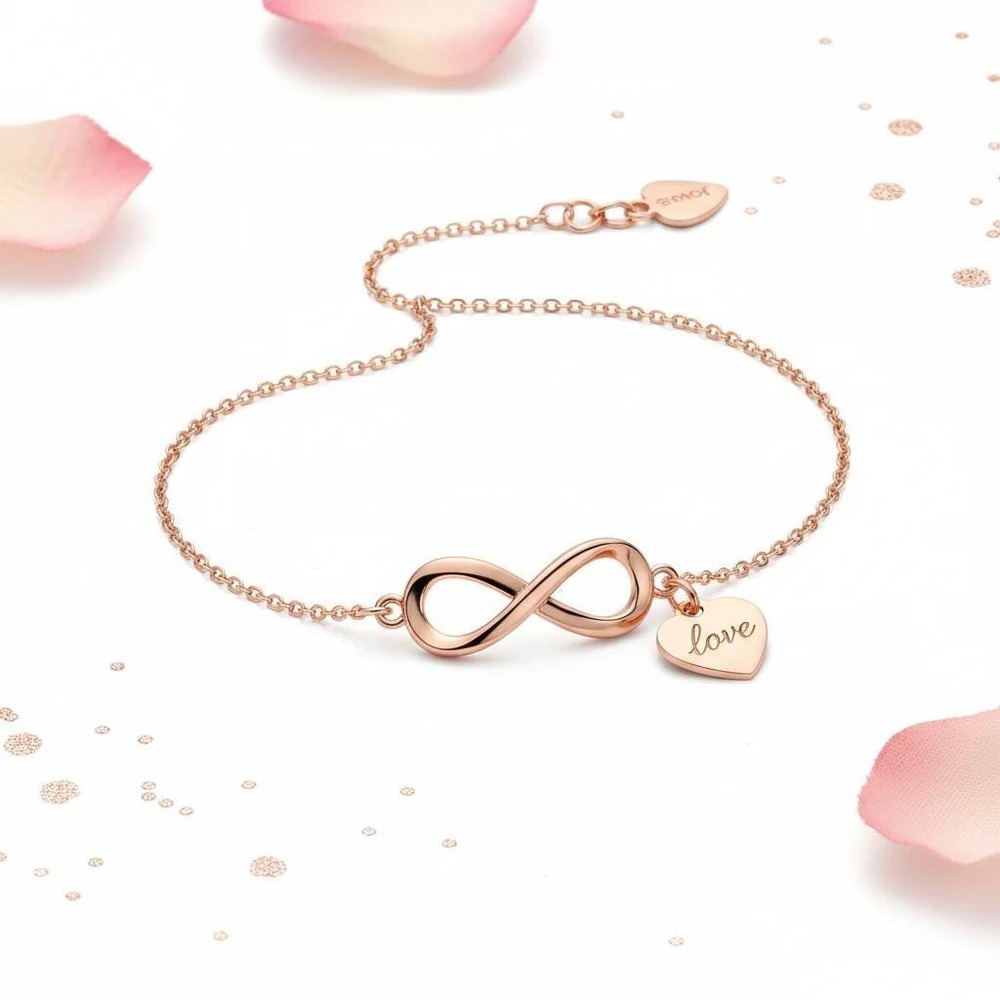 Rose Gold Infinity Bracelet‎ - Handmade Love Charm Valentine's Gift